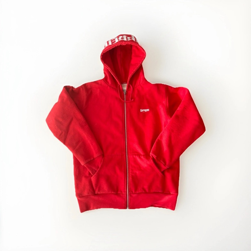 Supreme Zip Hoodie Spell Out Logo Mens Size Large